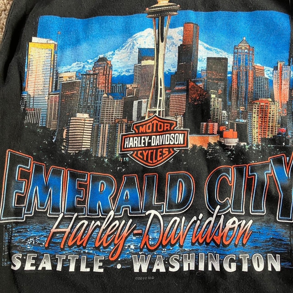 Harley-Davidson Emerald City Seattle Tank Top Mens XL Black 2011 Skyline Logo
